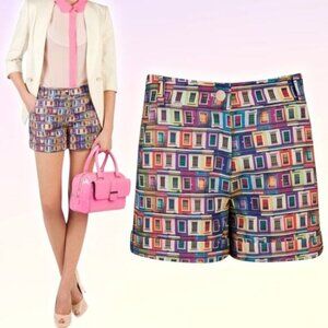 TED BAKER London Prims Window Multicolor Print Cuffed Hem Short Women's Size 2
